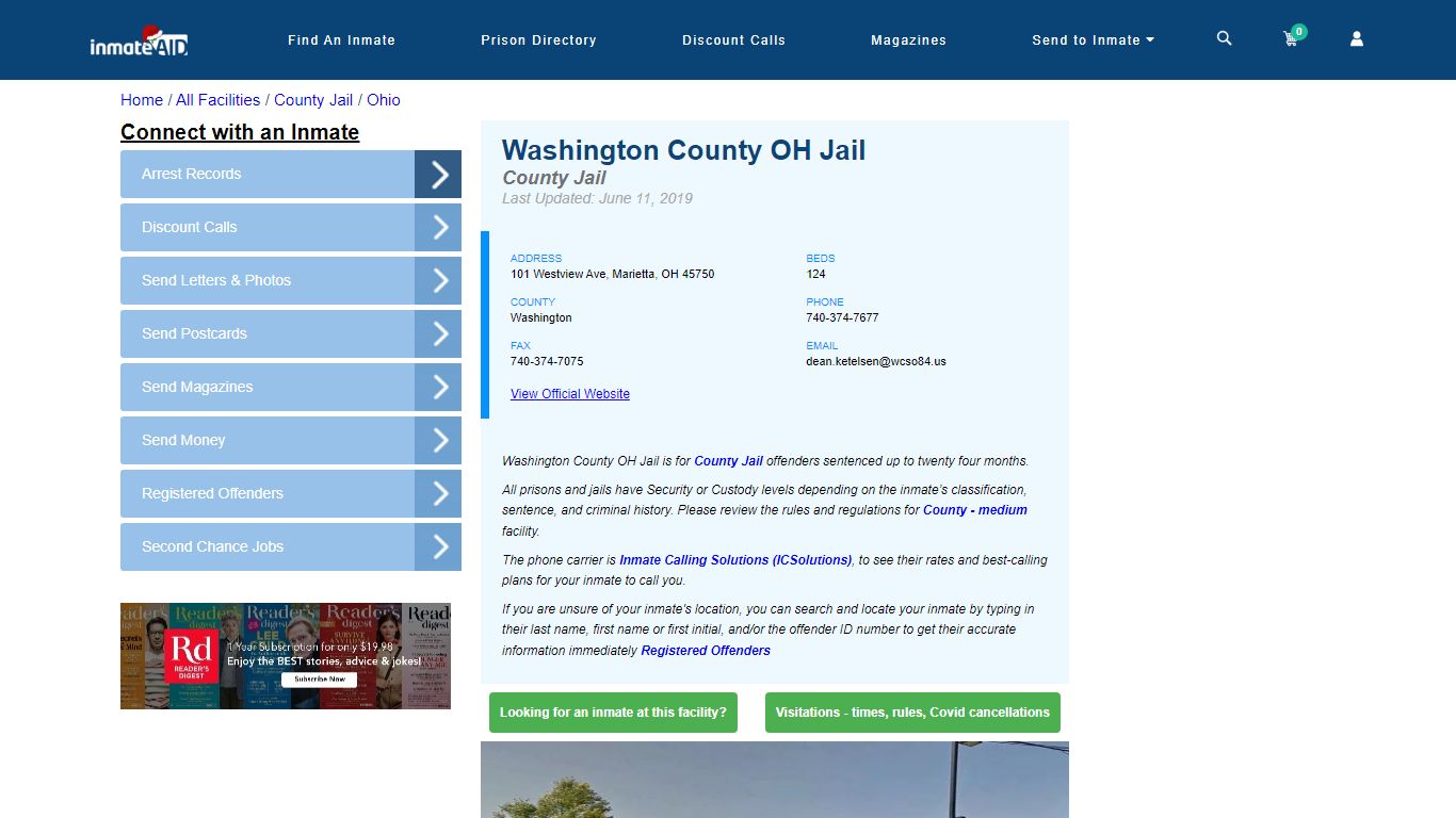 Washington County OH Jail - Inmate Locator - Marietta, OH